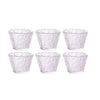 A set of four clear glass tea cups or bowls with a textured pattern for Chinese and Japanese ceremonies