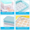 A set of silicone ice cube trays and a storage bin with a built-in handle and waterproof platform.