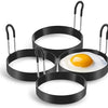 Black stainless steel egg ring set with handles for breakfast cooking
