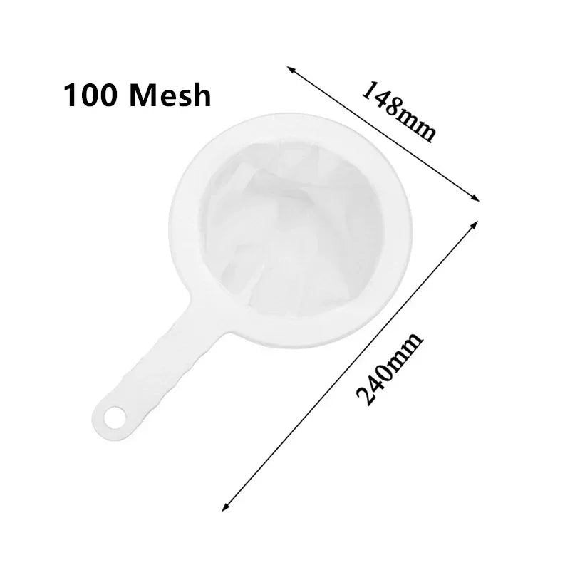 White multi-mesh fine strainer with dimensions 148mm by 240mm