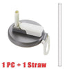 A reusable silicone can lid with a straw attached, shown next to a clear tube.