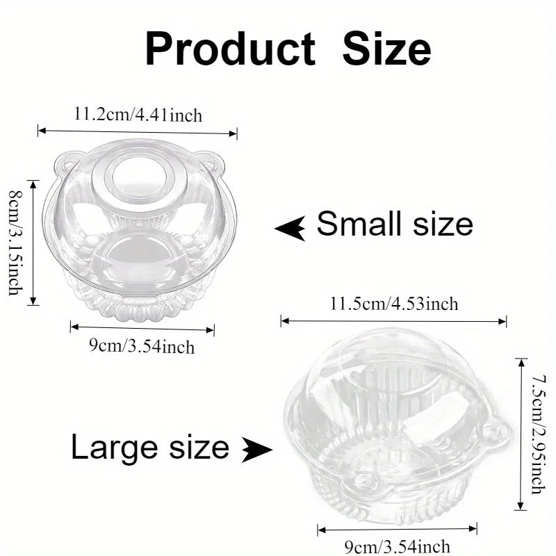 Diagram showing the size comparison between small and large decorative cat-head disposable cake boxes.