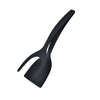 A black 2-in-1 grip and flip spatula for cooking shown against a white background.