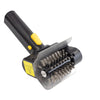 A black and yellow rechargeable electric BBQ cleaning brush with a rotating bristle head.
