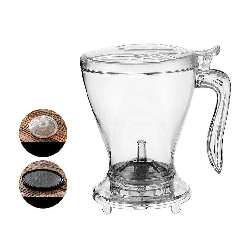 Clear glass pour over coffee dripper with a handle and a separate filter