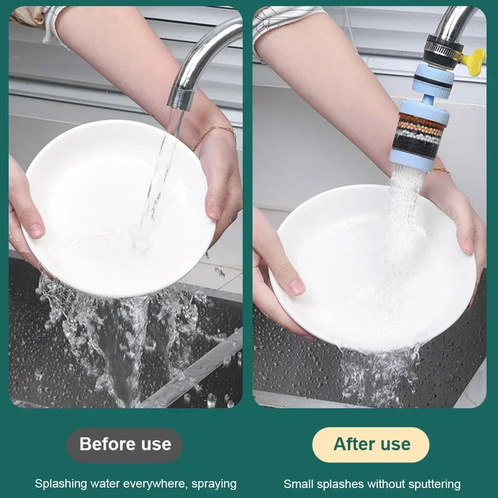 Démonstration d'un mitigeur de douche universel multi-couches avec filtre à eau, avant et après utilisation.