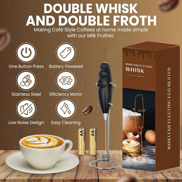 Schwarzer Handmixer zum Aufschäumen von Milch für Café-Kaffee