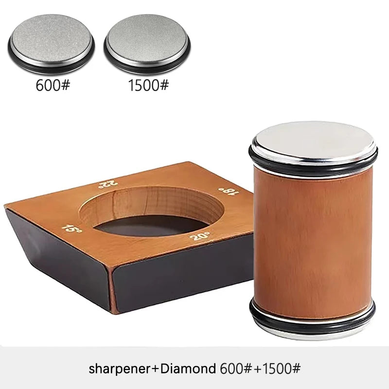 A set of diamond sharpeners for rolling knives, including 600# and 1500# stones.