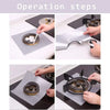 Operation steps showing how to install multi-pack gas stove protector liners.
