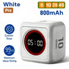 White Pro digital timer with a 10-minute countdown display and 800mAh battery.