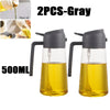 Two gray glass oil spray bottles, 500ml each, shown with oil and spray oil.