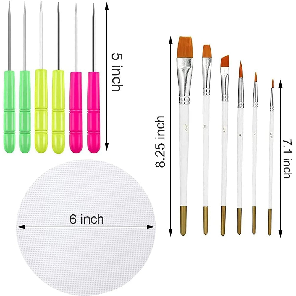 A set of icing tools and a rotating turntable for cookie decorating, shown with various sizes and colors.