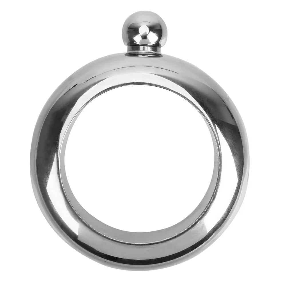 Bracelet de фlasse en acier inoxydable avec un anneau circulaire et un sommet sphérique.
