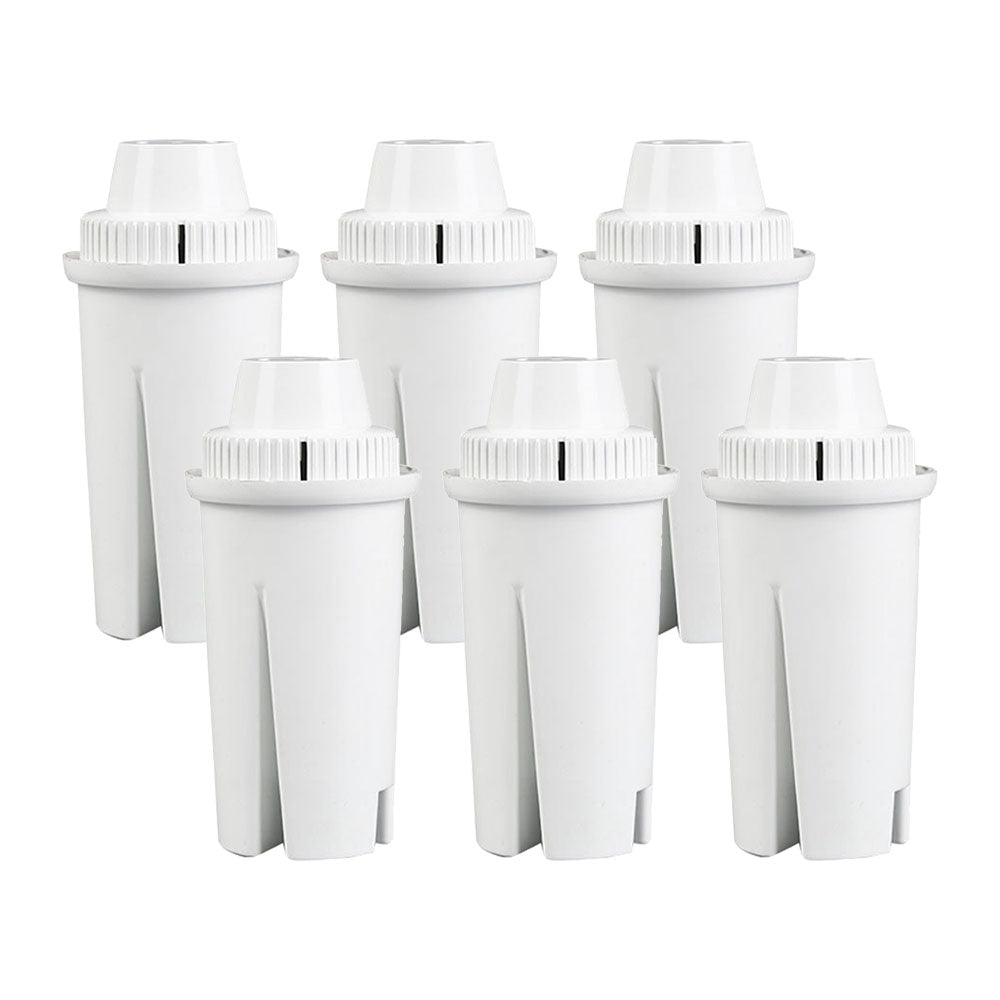 A set of white replacement water filters for Brita pitchers and dispensers.