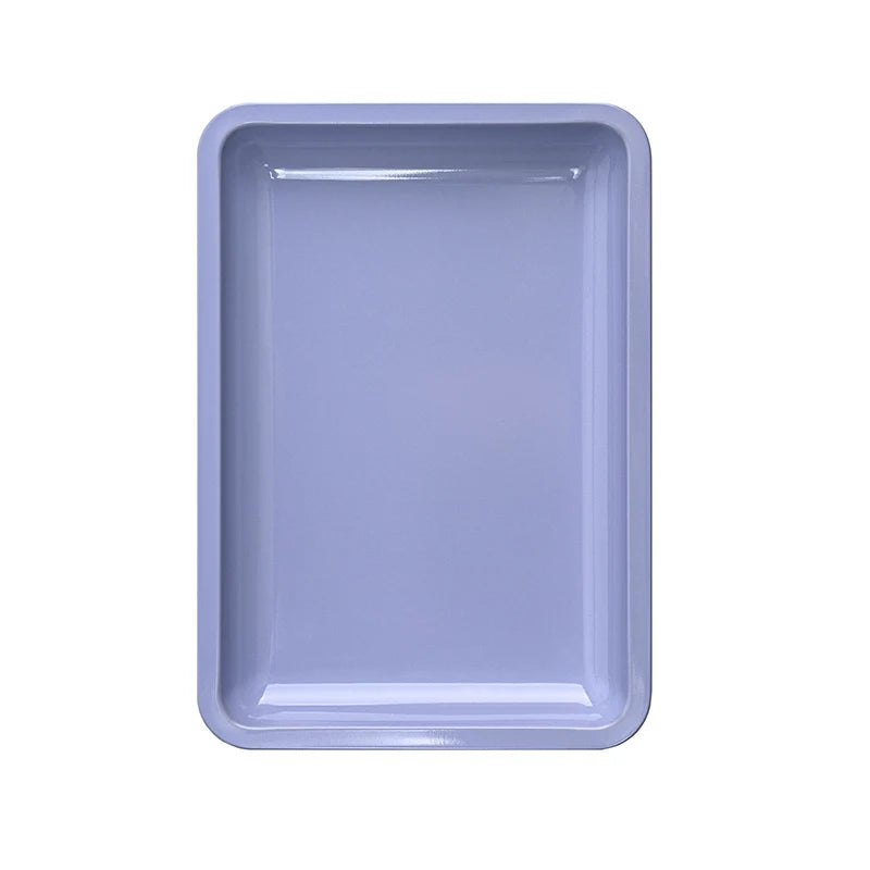 A rectangular stainless steel professional nail art and dental tool tray with a light purple finish.