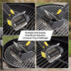 Multiple black and yellow electric grill grates cleaning brushes shown in various angles.