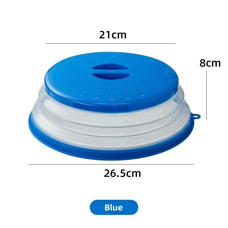 Tapa y protector contra salpicaduras azul para microondas de 2 en 1 con diseño perforado