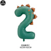 A green dinosaur shaped number 2 cupcake topper with orange accents.