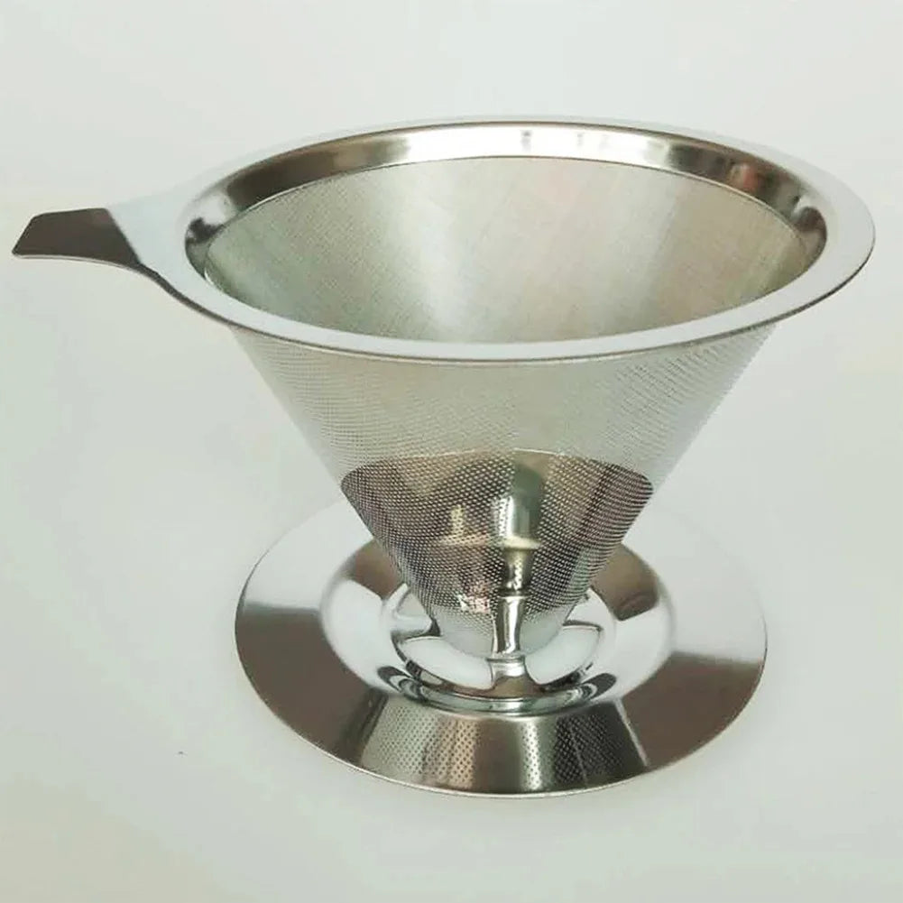 Colador de acero inoxidable de doble capa para café y té con cuenco perforado y base circular