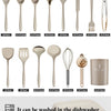 A set of silicone kitchen cooking utensils including spatulas, spoons, and other tools for cooking.