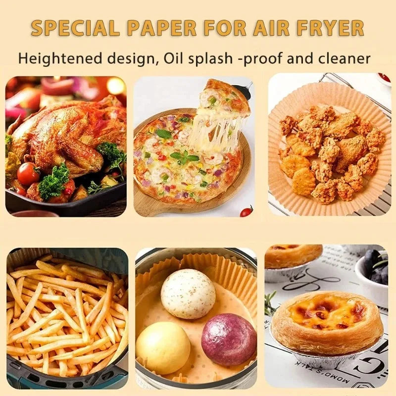 Special paper for air fryer featuring heightened design, oil splash-proof and cleaner.