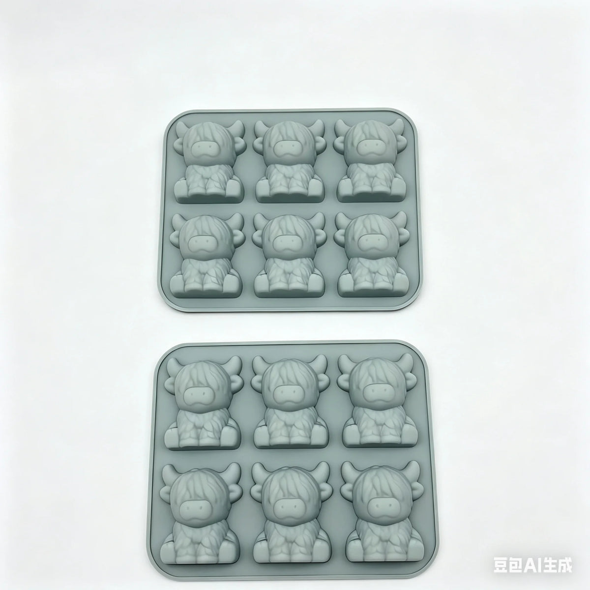 A set of reusable silicone ice cube molds for cocktails, showing multiple molded shapes.
