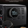 Close-up of a black magnetic kitchen timer with a digital display showing 98.55 seconds.