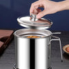 Stainless Steel Grease Storage Pot with Fine Mesh Strainer
