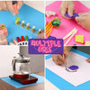 Hands are shown using a large silicone craft mat for jewelry and baking, demonstrating multiple uses.