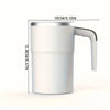 A white automatic stirring coffee cup with a handle, shown from the side.