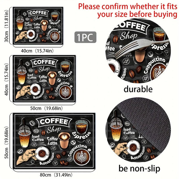 Set Kaffee-Druck-Küchentrockenschutzmatten in verschiedenen Größen und mit Haltbarkeitsmerkmalen