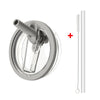 A clear leak-proof lid for a tumbler is shown next to its disassembled components.