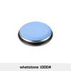 A round, light blue sharpening roller with a silver rim.