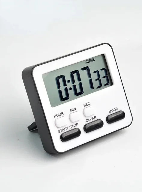 A black digital kitchen timer displaying 0:07:33 on a white background.