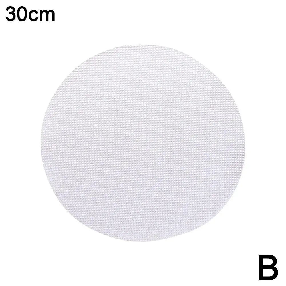 A circular white silicone steamer liner with a 30cm diameter.