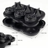 A black silicone ice cube mold tray with multiple diamond rose-shaped molds.