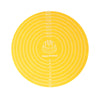 A yellow silicone cake turntable baking mat with concentric circles marked in inches from 4 to 12.