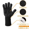 Black silicone heat resistant gloves with knitted lining and anti-slip grips