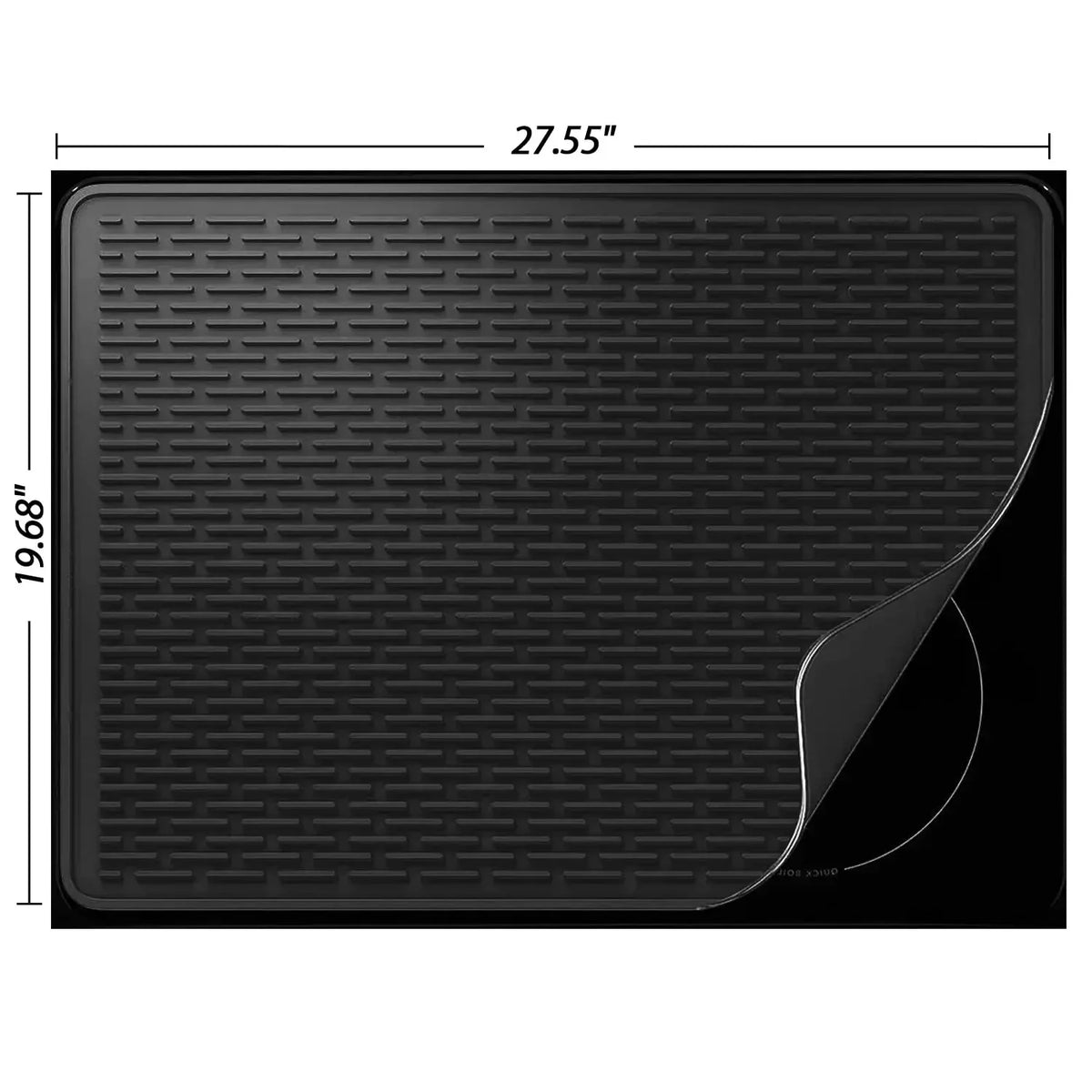 Black silicone stove and cooktop protector mat with a textured surface